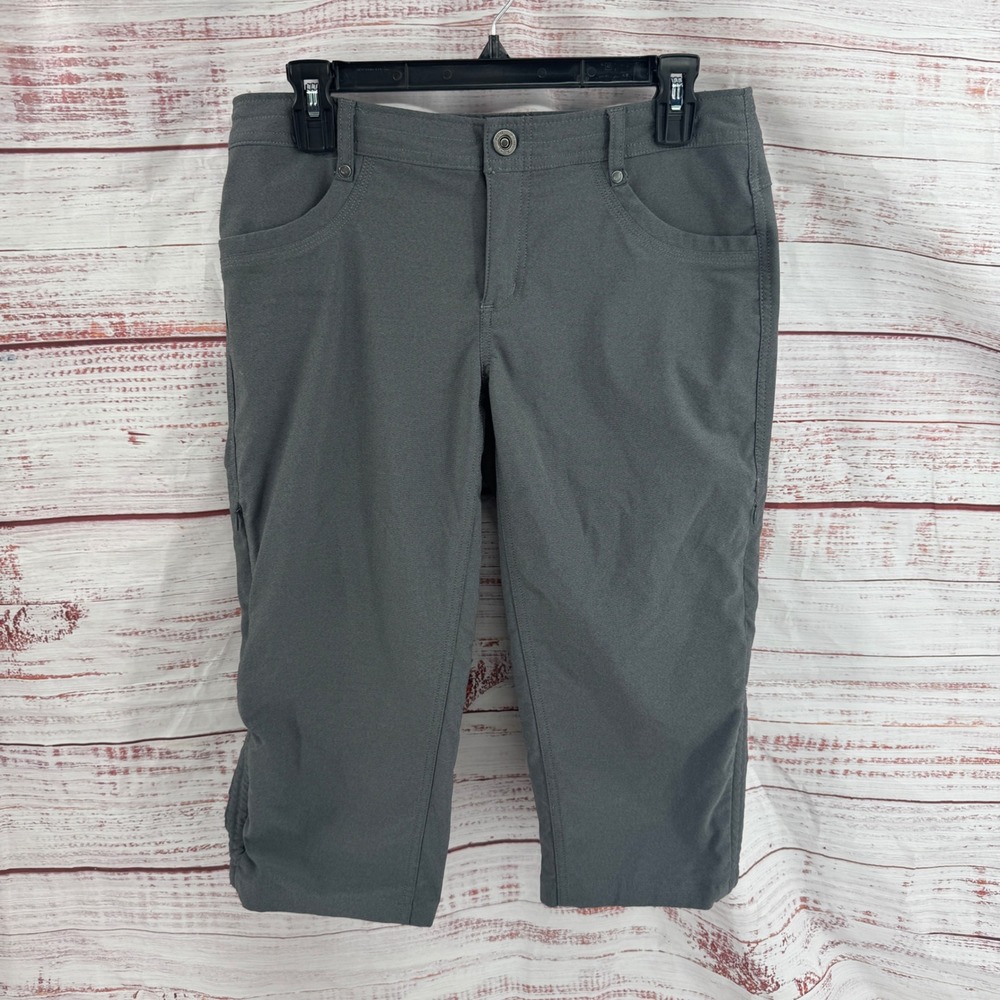 Kuhl Splash Capri Pants Womens Size 8 Charcoal Gray Hiking Outdoor Ruched Crop